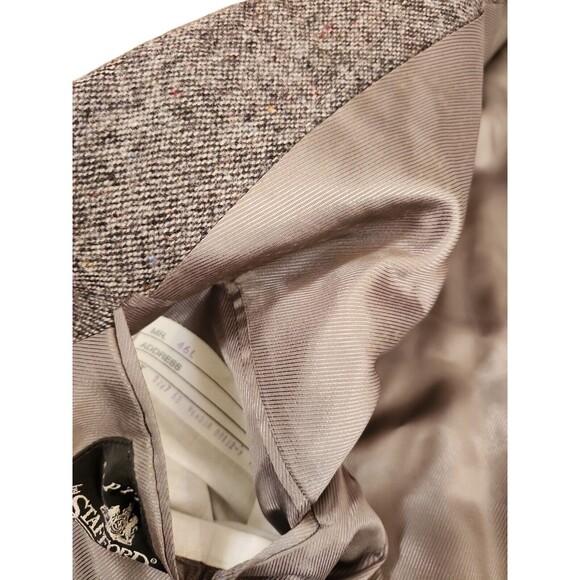 Options By Stafford Tweed Blazer Mens 46L Preppy Academia Black White Professor - Picture 6 of 8